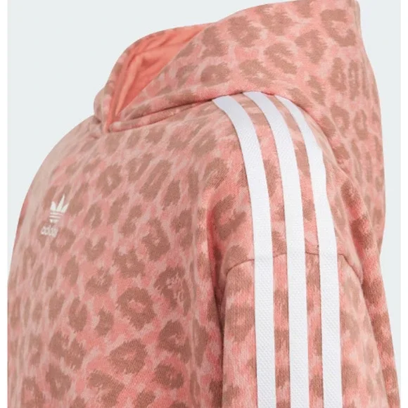 Adidas Youth Animal Allover Print Crop Hoodie Large Mauve NWT - Picture 2 of 7